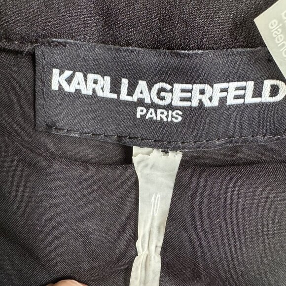 Karl Lagerfeld Paris Black Lace Skirt Ruffle Hem 10 Whimsigoth Date Night Short - Picture 3 of 7